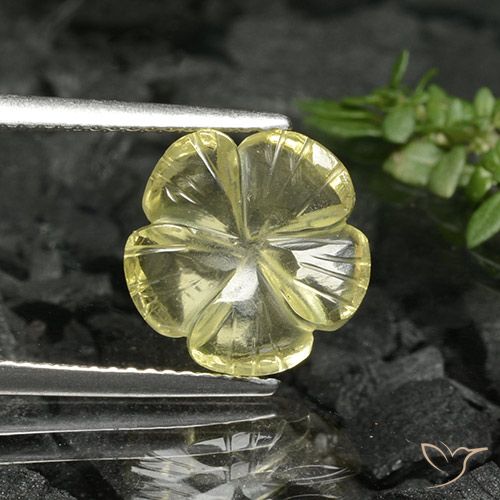 3.38ct 天然 ミディアムイエロー 石英, フラワーカット, 透明