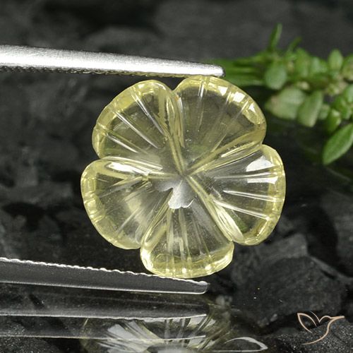 4.17ct 天然 ミディアムイエロー 石英, フラワーカット, 透明