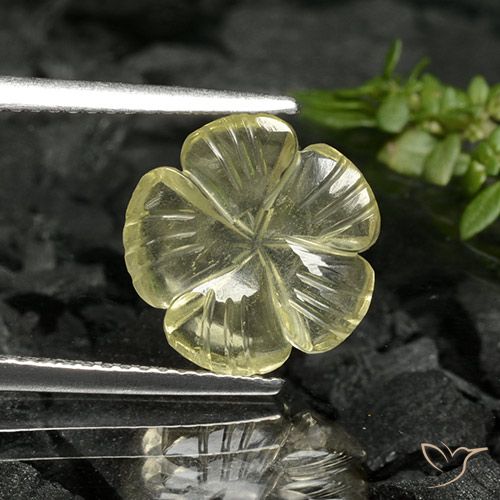 2.88ct 天然 ミディアムイエロー 石英, フラワーカット, 透明