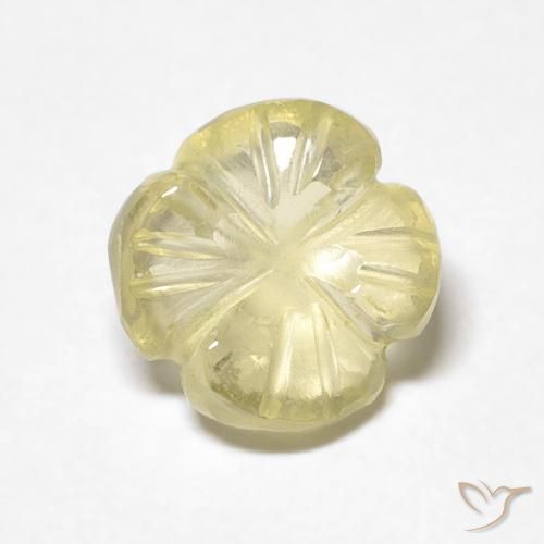 1.89ct 天然 ライトイエロー 石英, フラワーカット, 透明
