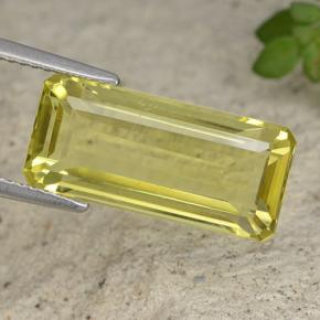 8.57カラットの天然薄いパイナップルイエロークォーツ（17.7×8.1 mm・エメラルドカット）