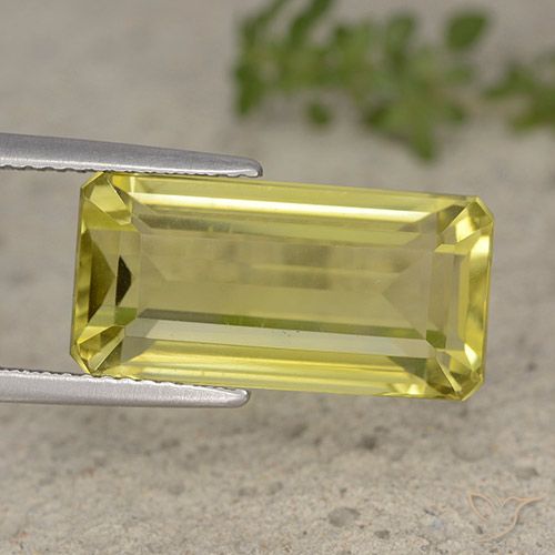 10.22ct 天然 薄いパイナップルイエロー 石英, エメラルドカット, VVS-VS