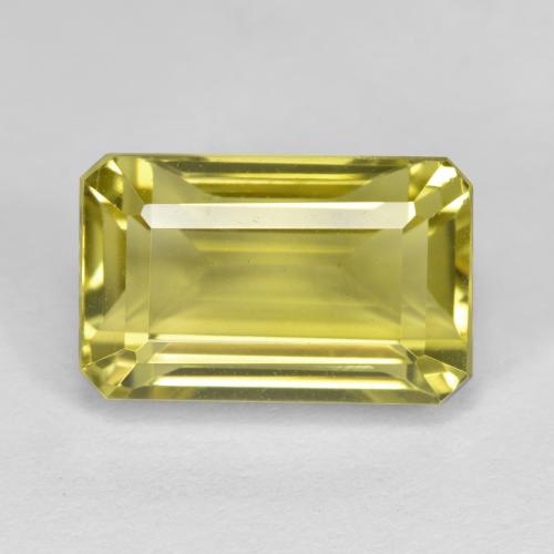 6.77カラットの天然ミディアムイエロークォーツ（13×8.2 mm・エメラルドカット）
