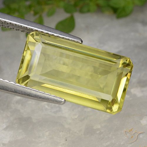 9.35ct 天然 ミディアムイエロー 石英, エメラルドカット, VVS-VS