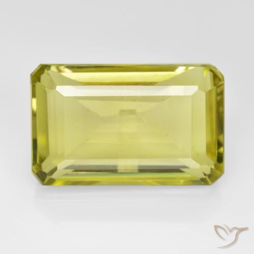 8.70ct 天然 ミディアムイエロー 石英, エメラルドカット, VVS-VS