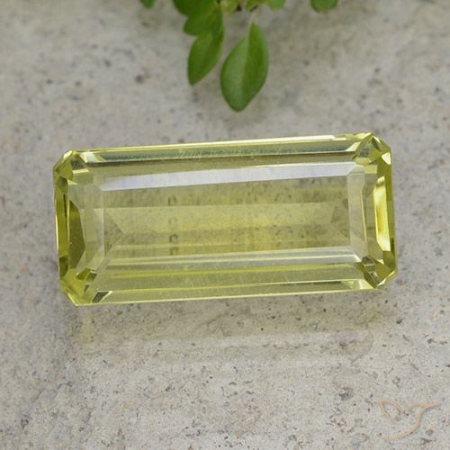 6.44ct 天然 グリーンイエロー 石英, エメラルドカット, VVS-VS