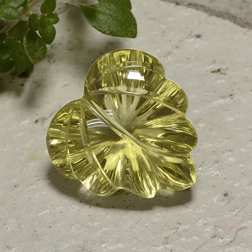12.42ct 天然 ミディアムイエロー 石英, フラワーカット, 透明