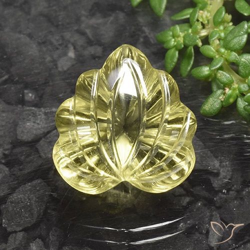 10.17ct 天然 薄いイエロー 石英, フラワーカット, 透明