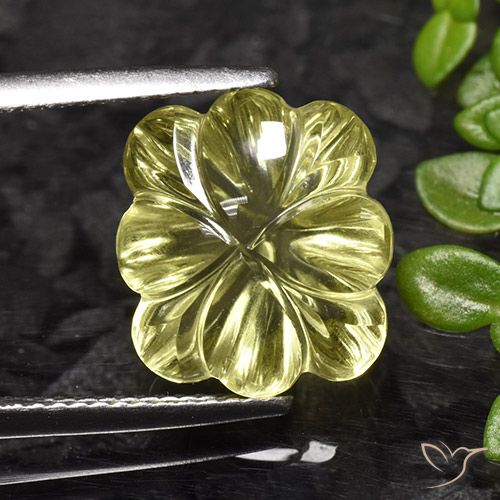 7.25ct 天然 薄いコーンイエロー 石英, フラワーカット, 透明