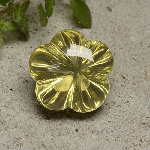 10.17ct 天然 薄いイエロー 石英, フラワーカット, 透明