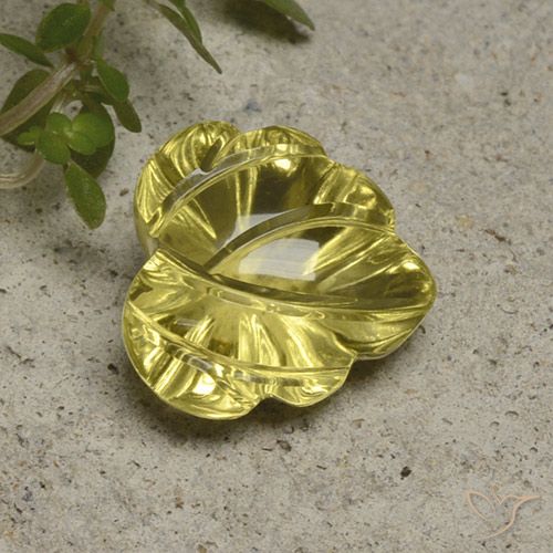 7.41ct 天然 ミディアム薄いイエロー 石英, フラワーカット, 透明
