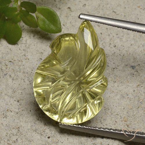 9.00ct 天然 ラグナイエロー 石英, フラワーカット, 透明