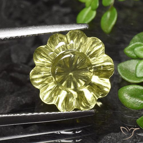 7.20ct 天然 ミディアムイエロー 石英, フラワーカット, 透明