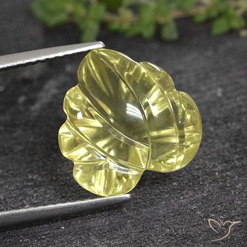 6.61ct 天然 ミディアムイエロー 石英, フラワーカット, 透明