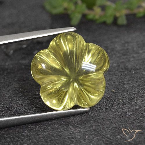 8.05ct 天然 ミディアムイエロー 石英, フラワーカット, 透明