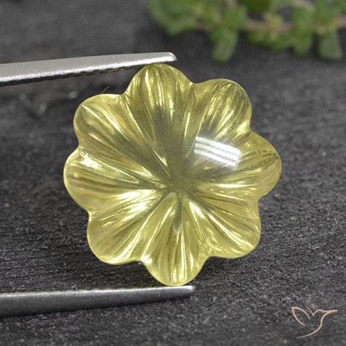 9.33ct 天然 薄いパイナップルイエロー 石英, フラワーカット, 透明