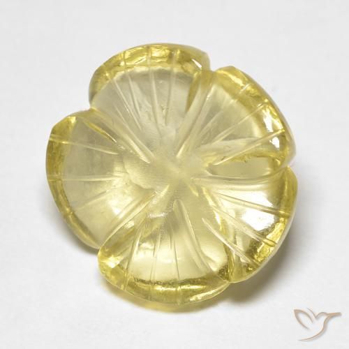 8.15ct 天然 ミディアムイエロー 石英, フラワーカット, 透明