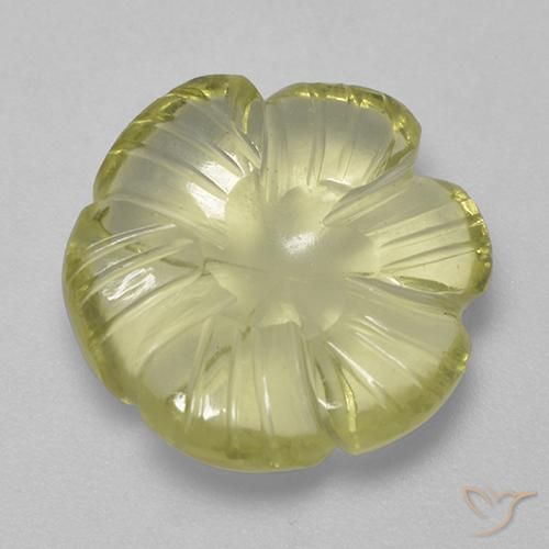 6.27ct 天然 ミディアム薄いイエロー 石英, フラワーカット, 透明