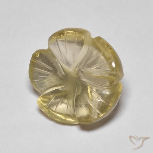 5.46ct 天然 ライトイエロー 石英, フラワーカット, 透明