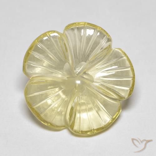 5.90ct 天然 Medium Light-Yellow 石英, フラワーカット, 透明