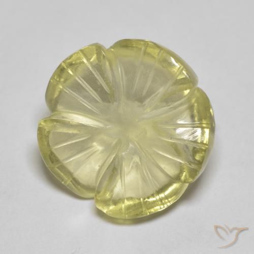 6.91ct 天然 薄いイエロー 石英, フラワーカット, 透明