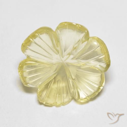5.82ct 天然 ライトイエロー 石英, フラワーカット, 透明