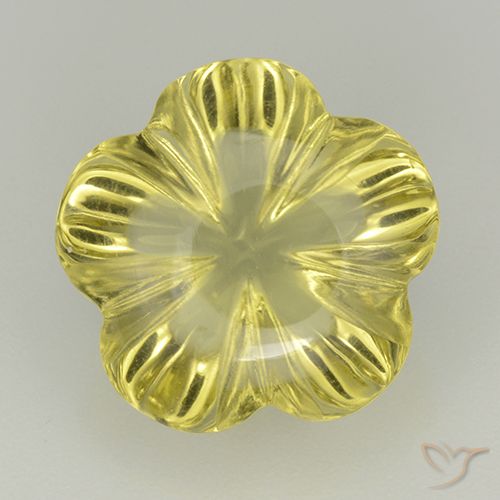 8.01ct 天然 ミディアムイエロー 石英, フラワーカット, 透明