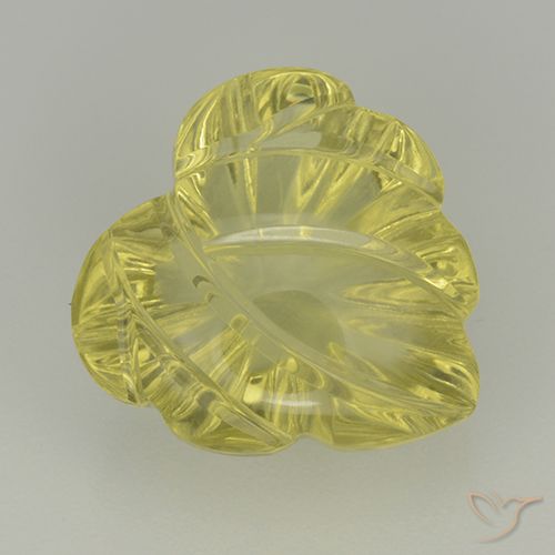 7.02ct 天然 ライトイエロー 石英, フラワーカット, 透明