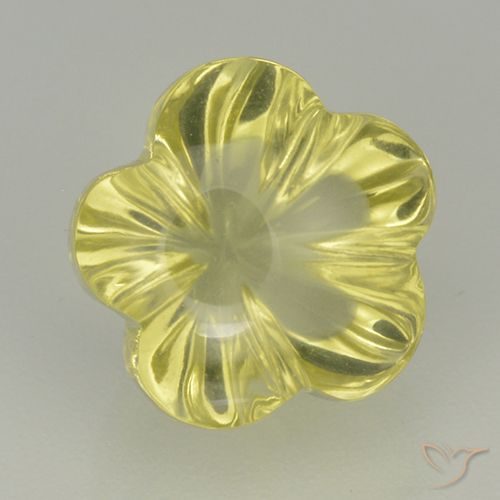 5.05ct 天然 ミディアムイエロー 石英, フラワーカット, 透明