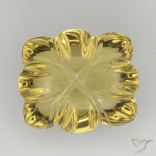8.05ct 天然 ライトイエロー 石英, フラワーカット, 透明