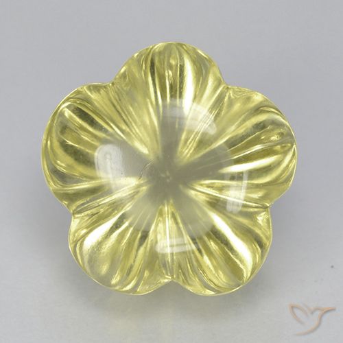6.56ct 天然 ライトイエロー 石英, フラワーカット, 透明