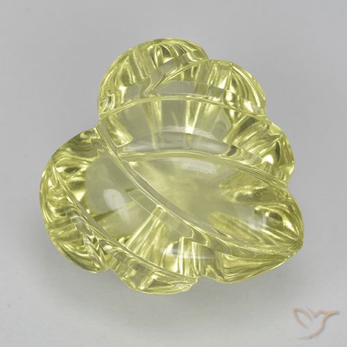7.36ct 天然 ミディアム薄いイエロー 石英, フラワーカット, 透明