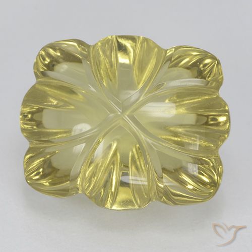 6.85ct 天然 ミディアム薄いイエロー 石英, フラワーカット, 透明