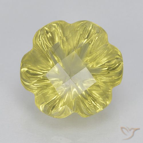 3.67ct 天然 ライトイエロー 石英, フラワーカット, 透明