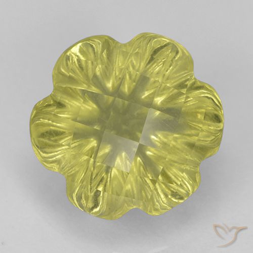 3.59ct 天然 ラグナイエロー 石英, フラワーカット, 透明