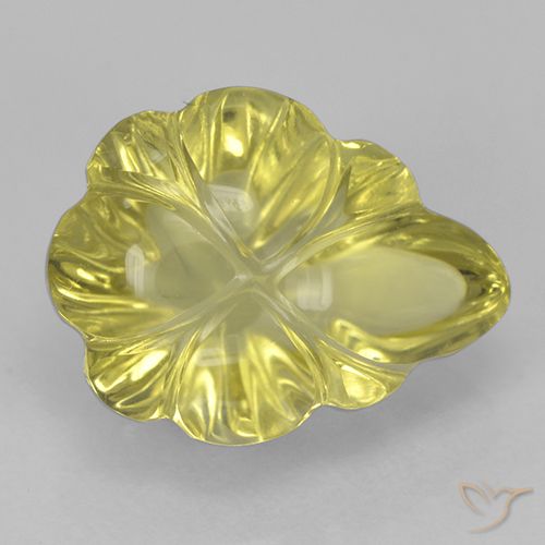 4.28ct 天然 薄いパイナップルイエロー 石英, フラワーカット, 透明, Photo A