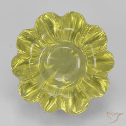 7.80ct 天然 パイナップルイエロー 石英, フラワーカット, 透明