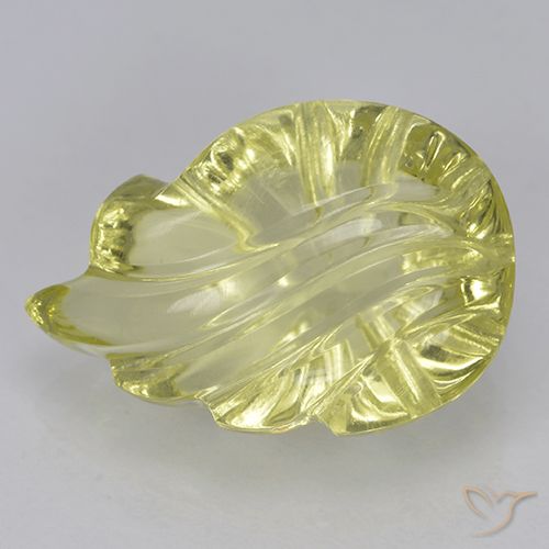 5.54ct 天然 ライトイエロー 石英, フラワーカット, 透明