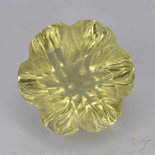 2.85ct 天然 薄いパイナップルイエロー 石英, フラワーカット, 透明