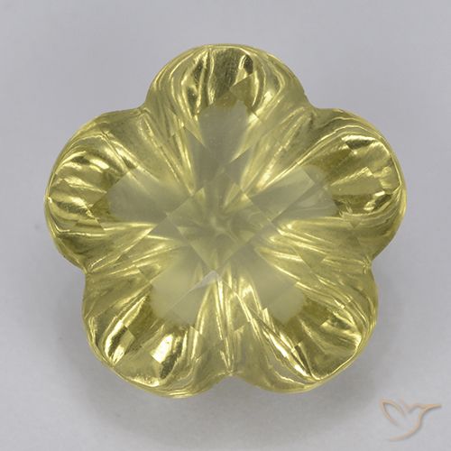 3.23ct 天然 ライトイエロー 石英, フラワーカット, 透明