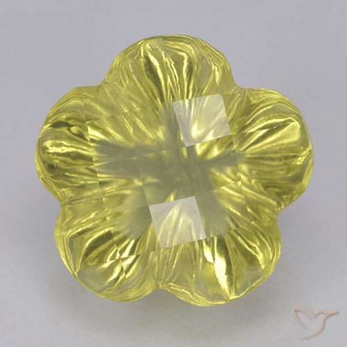 4.26ct 天然 ミディアムイエロー 石英, フラワーカット, 透明