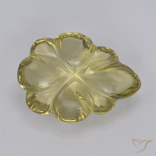 4.76ct 天然 ニュートラルイエロー 石英, フラワーカット, 透明