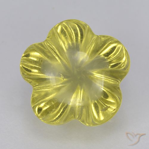 2.59ct 天然 パイナップルイエロー 石英, フラワーカット, 透明
