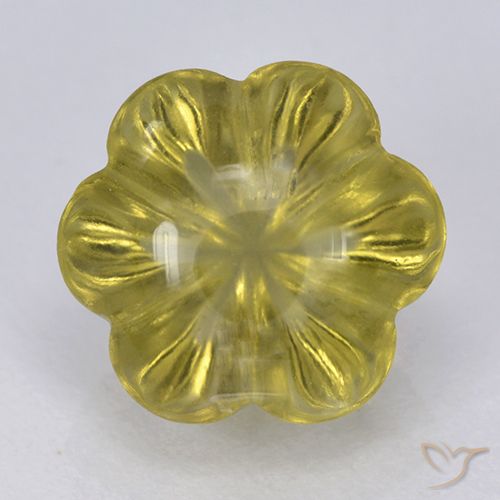 2.50ct 天然 ミディアム薄いイエロー 石英, フラワーカット, 透明