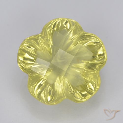 3.16ct 天然 ミディアムイエロー 石英, フラワーカット, 透明