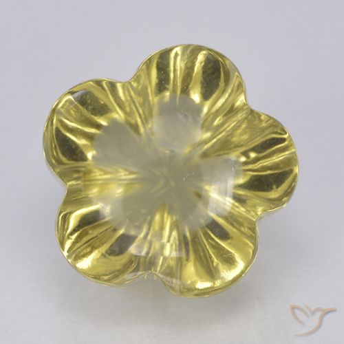 4.47ct 天然 ミディアム薄いイエロー 石英, フラワーカット, 透明