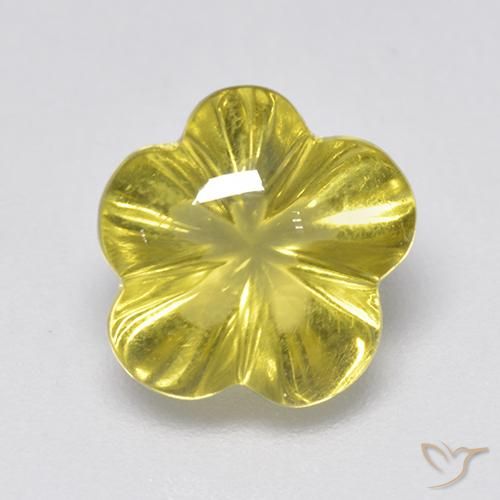 2.99ct 天然 濃い黄色 石英, フラワーカット, 透明