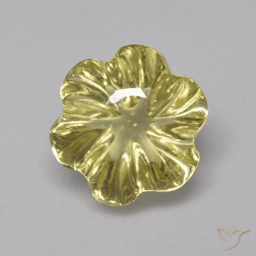 3.79ct 天然 薄いイエロー 石英, フラワーカット, 透明