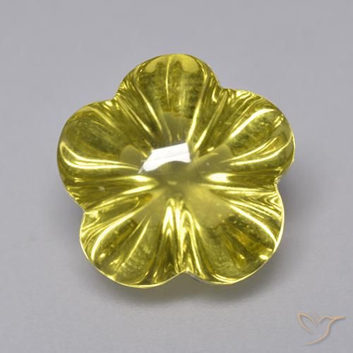 7.11ct 天然 ミディアムイエロー 石英, フラワーカット, 透明