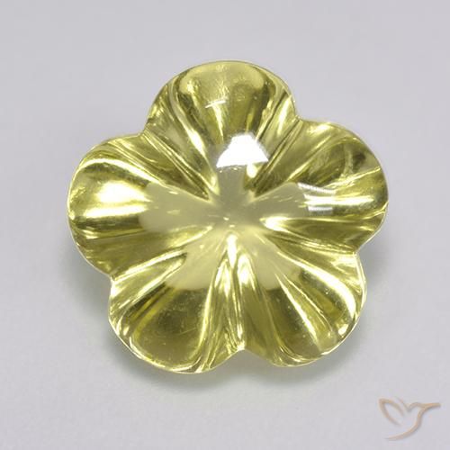 6.36ct 天然 ライトイエロー 石英, フラワーカット, 透明